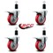 Service Caster 4'' Red Poly Swivel 1-3/8'' Expanding Stem Caster Set Total Lock Brake, 4PK SCC-EXTTL20S414-PPUB-RED-138-4 - alternate 3